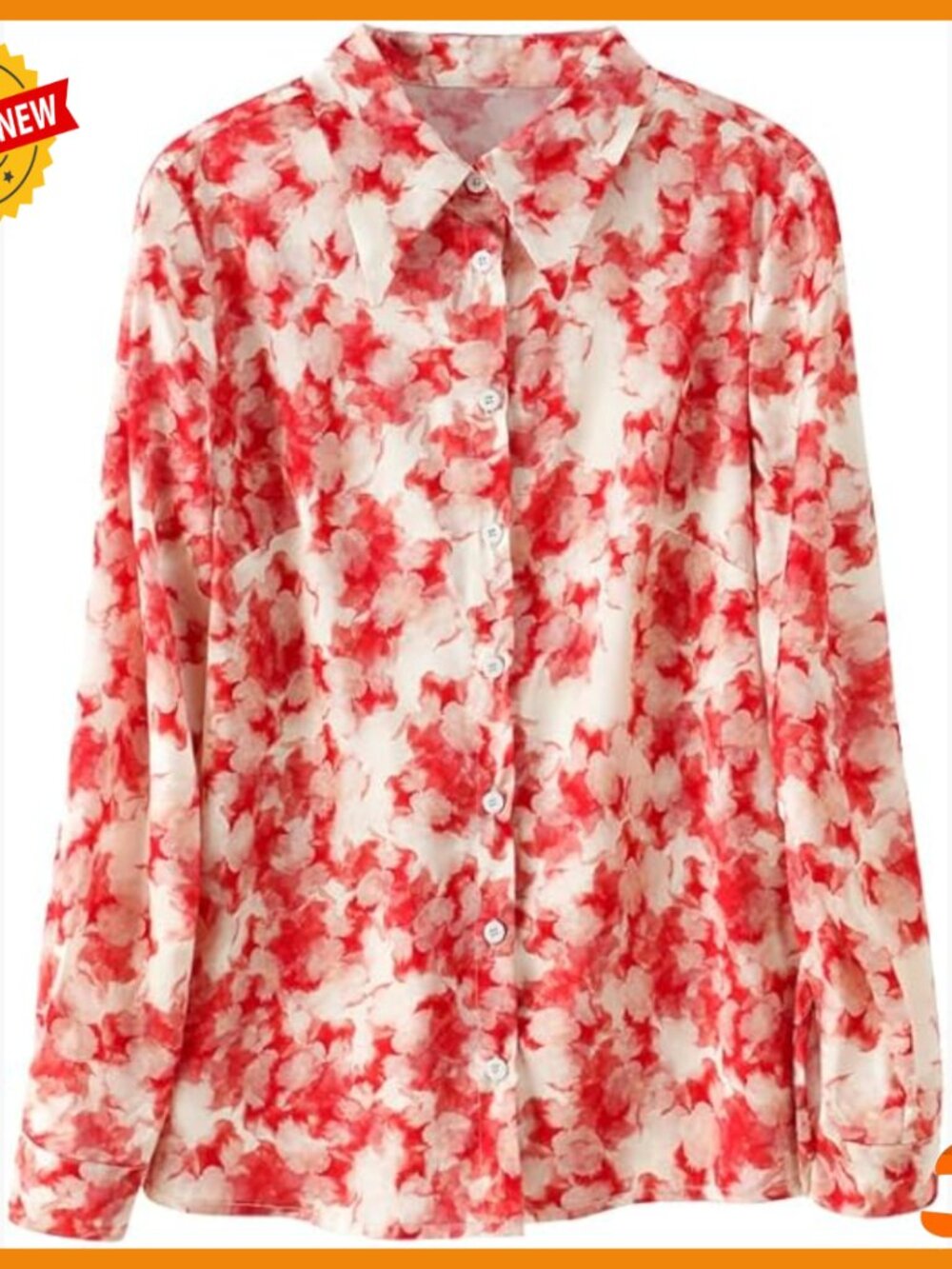 Mulberry Silk Button Down Blouse Long Sleeve Floral Print Work Casual